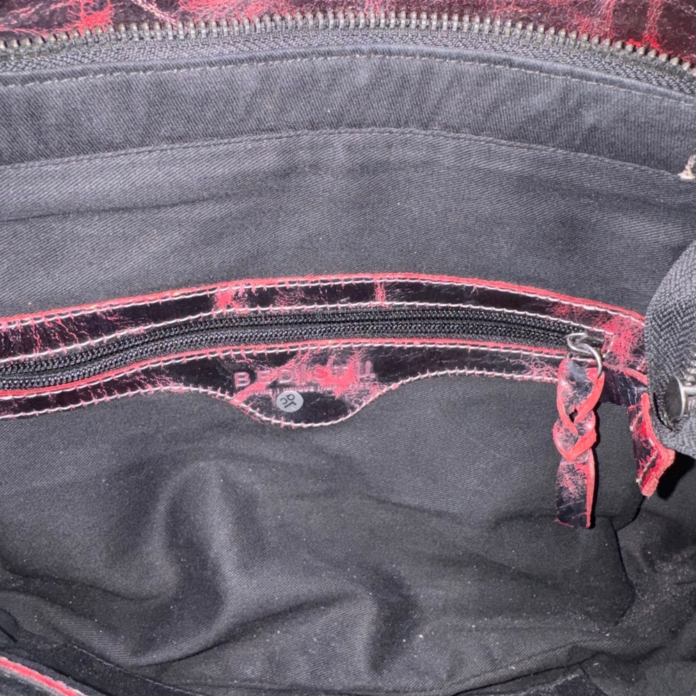 Bed Stu Distressed Black Red Leather Shoulder Crossbody Bag Handbag EUC - Picture 13 of 15